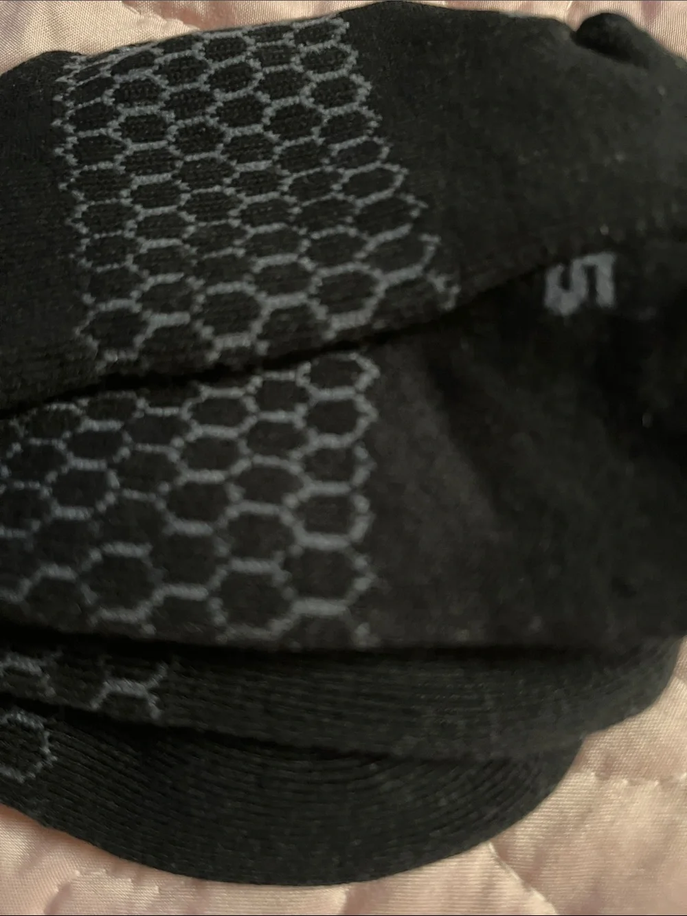 Bombas Black Athletic Crew Socks with Hex Vent Pattern